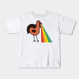 Animals with Rainbow Puke Thanksgiving Turkey Kids T-Shirt